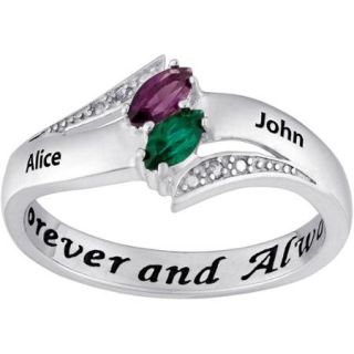 Couple's Personalized Promise Ring in Sterling Silver with Diamond Accents