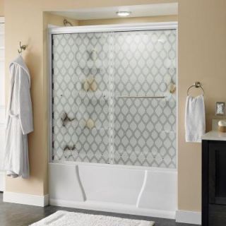 Delta Simplicity 60 in. x 58 1/8 in. Semi Framed Sliding Tub Door in White with Ojo Glass and Nickel Hardware 2435545
