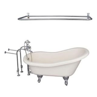 Barclay Products 5 ft. Acrylic Ball and Claw Feet Slipper Tub in Bisque with Polished Chrome Accessories TKATS60 BCP5