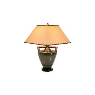 Oriental Furniture 26 in 3 Way Rosewood Table Lamp with Fabric Shade