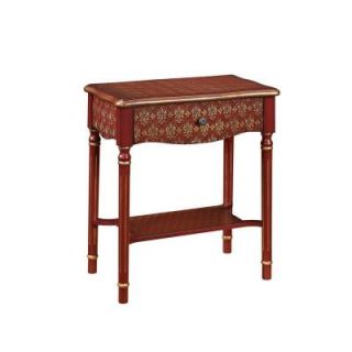 PRI 2 ft. Single Drawer Red and Gold Accent Table DS 2253850 RD