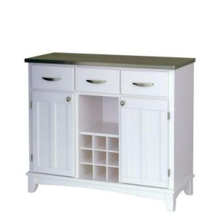 Home Styles Three Drawer 41.75 in. W White Buffet with Stainless Top 5100 0023