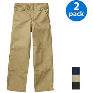 Dickies Boys' Double Knee Twill Wrinkle Resistant Pants, 2 Pack Value Bundle