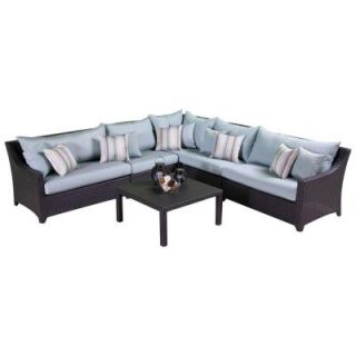 RST Brands Deco 6 Piece Patio Sectional Seating Set with Bliss Blue Cushions OP PESS6 BLS K