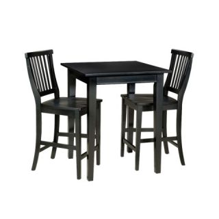 Home Styles 3 Piece Bistro Square Table with 2 Stools   Black