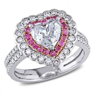 14K White Gold 1.66ct White Diamond and Pink Sapphire Heart Shaped Ring   7761513