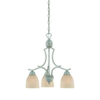 Thomas Lighting Triton 3 Light Moonlight Silver Chandelier with Tea Stained Glass Shade SL808172