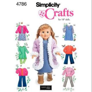 SIMPLICITY 18 DOLL CLOTHES ONE SIZE