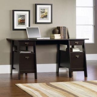 Sauder Stockbridge Executive Trestle Desk, Jamocha Wood