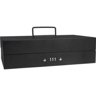 BARSKA 0.13 cu. ft. Steel Cash Box 4 Bill Holder and 6 Compartment Tray Safe with Combination Lock, Black CB11794