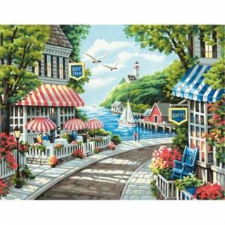 Dimensions 91455 Paint By Number Kit 11 inch x 14 inch Cafe By The Sea