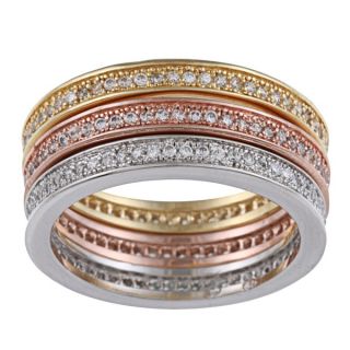 La Preciosa Gold over Silver Tri color Stackable Ring Set