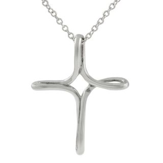 Journee Collection Sterling Silver CZ Cross Necklace with Dove Accent