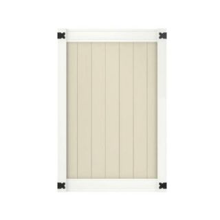 Veranda Pro Series 4 ft. W x 6 ft. H White/Tan Vinyl Woodbridge Privacy Fence Gate 144715