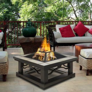 Real Flame Crestone Brown Tile top Outdoor Fire Pit