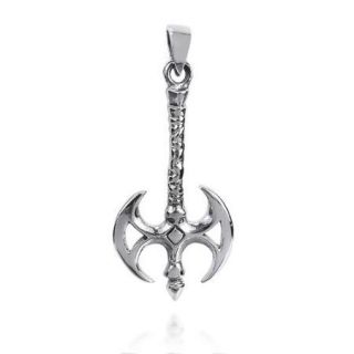 Medieval Battle Axe .925 Sterling Silver Pendant (Thailand)