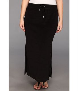 MICHAEL Michael Kors Plus Size Terry Cloth Maxi Skirt w/ Side Slits Black/Silver