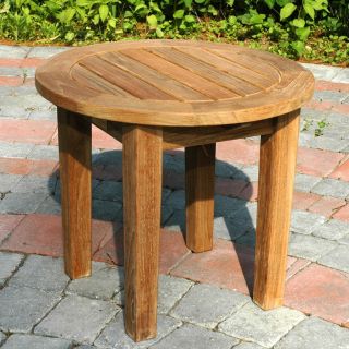 Regal Teak Round Side Table Fixed Leg   Patio Accent Tables