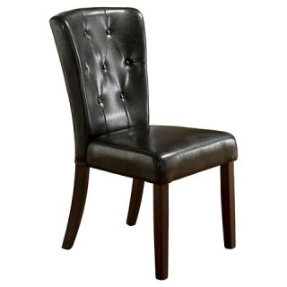Padded Leatherette Button Tufted Side Chair Wood/Black (Set of 2
