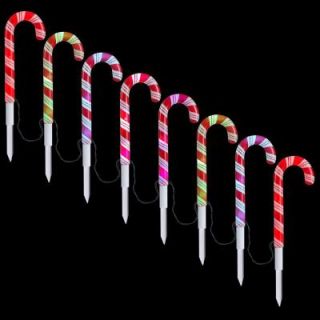 LightShow AppLights LED Candy Cane Pathway Light Stakes (Set of 8) 36400