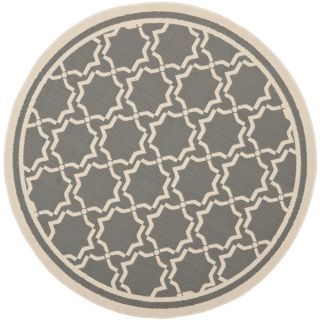 Safavieh Courtyard 5 ft 3 in x 5 ft 3 in Round Gray Transitional Indoor/Outdoor Area Rug