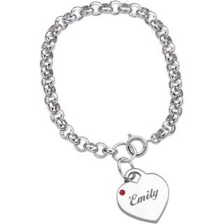 Personalized Name & Birthstone Heart Charm Bracelet