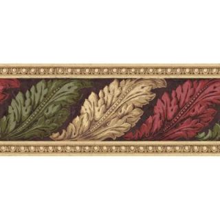 The Wallpaper Company 8.72 in. x 15 ft. Earth Tone Architectural Leaves Border WC1281432