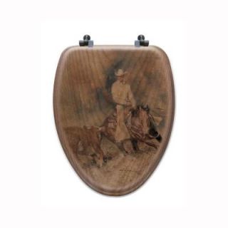 First Go Around Elongated Closed Front Wood Toilet Seat in Oak Brown TS O FGR E AB
