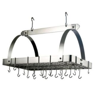 30 in. x 20.5 in. x 15.75 in. Satin Nickel Pot Rack with Grid and 24 Hooks 101SN