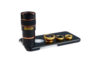 Apexel Detachable 4 in 1 Camera Telescope Lens 8X Mini Telephoto Magnifier  Lens+Wide Angle+Macro Lens+180 Degree Fisheye Lens+Back Case for Smartphone 4.7" iPhone 6 SILVER