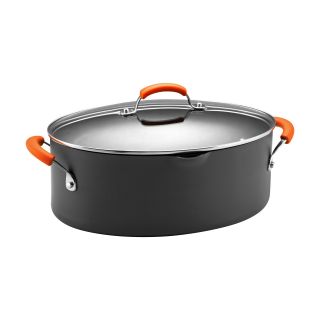 Rachael Ray Hard anodized II 8 qt. Covered Oval Pasta Pot with Pour Spout   Pots & Pans