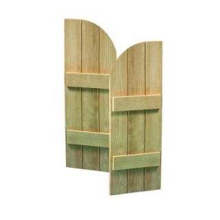 Fypon 48 in. x 12 in. x 1 3/4 in. Polyurethane Timber Arch Top Shutters Pair SH2PHLR12X48S