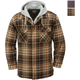 Gravel Gear Sherpa-Lined Hooded Flannel Shirt Jacket  Long Sleeve Button Down Shirts