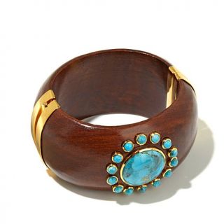 Jewels of Istanbul Kingman Turquoise Wooden Bangle Bracelet   7980526