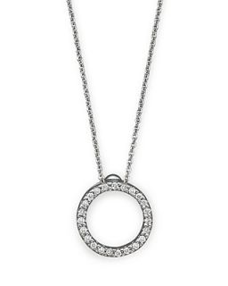 Roberto Coin 18K White Gold and Diamond Extra Small Circle Necklace, 16"