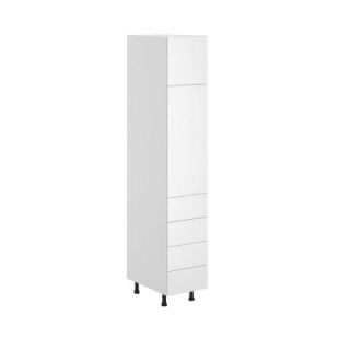 Fabritec 15x83.5x24.5 in. Alexandria 4 Drawer Pantry Cabinet in White Melamine and Door in White HD15844D.W.ALEXA