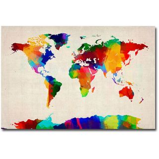 Trademark Art "Sponge Painting World Map" Canvas Art by Michael Tompsett