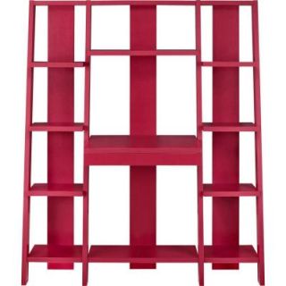 Altra Furniture Ladder 10 Open Shelf Bookcase with Desk in Red 9802096