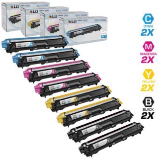 LD Brother Compatible TN221 & TN225 Bulk Set of 8 laser toner Cartridges 2 Black / Cyan / Magenta / Yellow for use in the HL 3140CW. HL 3170CDW, MFC 9130CW, MFC 9330CDW & MFC9340CDW Printers