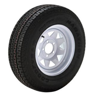 Goodyear Marathon 205/75 R 14 Radial Trailer Tire 5 Lug White Spoke Rim 98319
