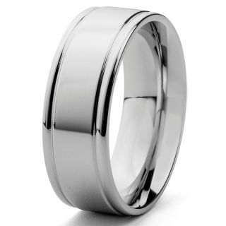 Stainless Steel Mens Brushed Center and Polished Edge Ring