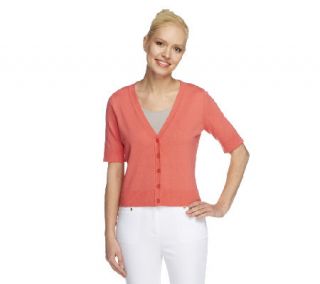 As Is Isaac Mizrahi Live Essentials Cropped Cardigan —