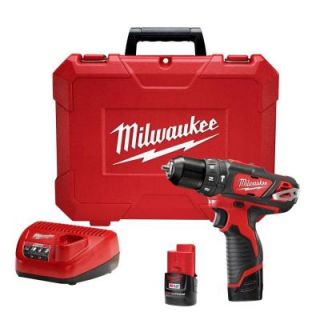 Milwaukee M12 12 Volt Lithium Ion Cordless 3/8 in. Hammer Drill/Driver Kit 2408 22