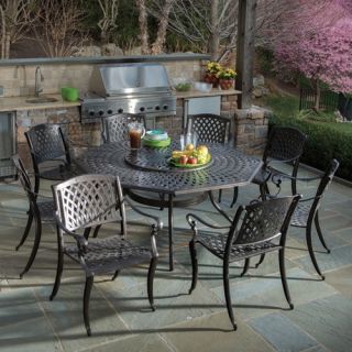 Alfresco Home Westbury Dining Set with Lazy Susan   Seats 8   Patio Dining Sets