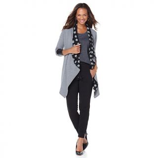 Melissa McCarthy Seven7 Drape Cardigan with Faux Leather Detail   7831828