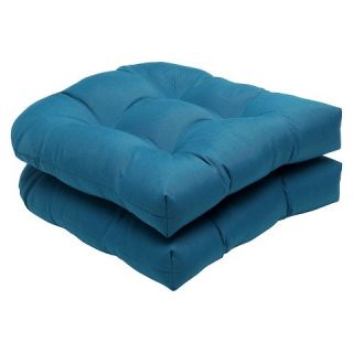 Sunbrella® Spectrum 2 Piece Outdoor Wicker Seat Cushion Set   Blue