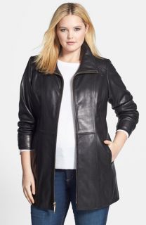 Ellen Tracy Leather Walking Coat (Plus Size)