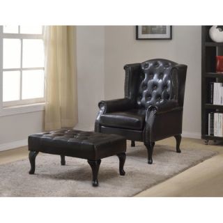 Faux Leather Executive Arm Chair with Ottoman by BestMasterFurniture