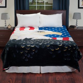 Lavish Home Bald Eagle Plush Mink Blanket   Decorative Throws