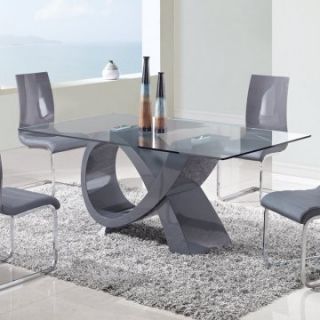 Global Furniture Ribbon Gray High Gloss Dining Table